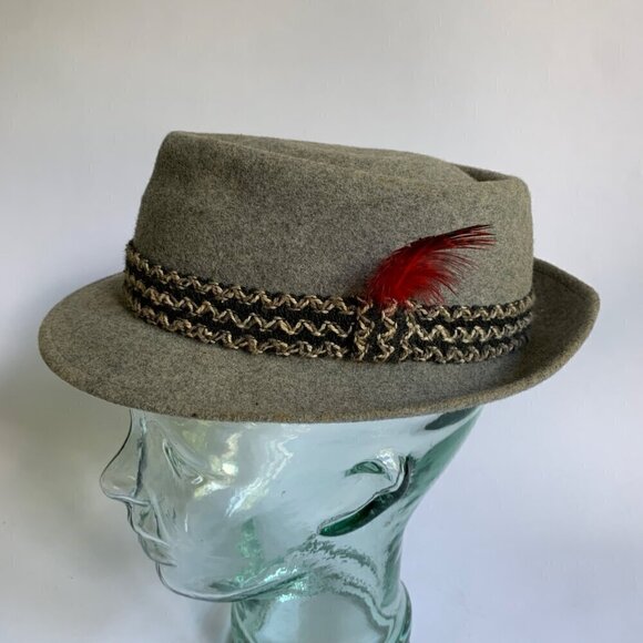 J. A. Miller Co. St. Paul MN Vintage Fedora Felt Microfelt Hat Gray Feathered - Picture 1 of 10